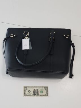 Brand New Black Tote with Gold Accents - Women